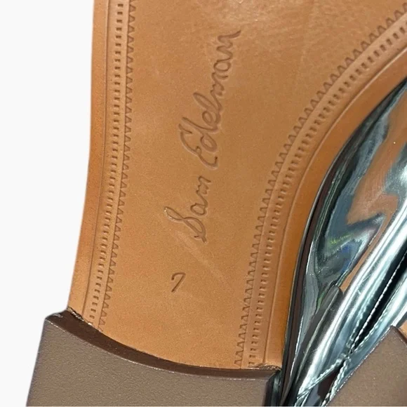 🌻NEW Sam Edelman Linnie Bit Mule Silver Leather Slip-On Loafer Mule Size 7 $150 - Picture 10 of 13